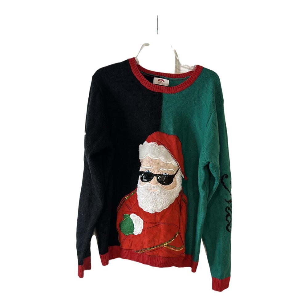 Holiday Time Elves Santa Crewneck Sweater - Black and Green
